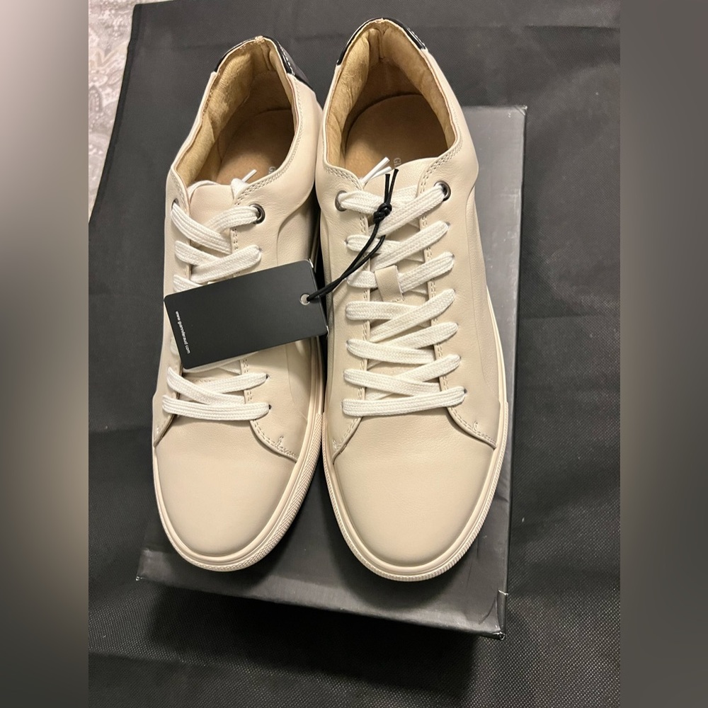 NEW Gianni Feraud Oppenheim Leather Cream Trainer Shoe Sneaker Size uk11/us12‎